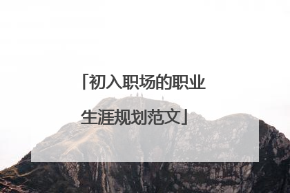 初入职场的职业生涯规划范文