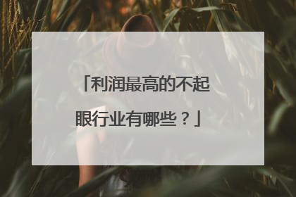 利润最高的不起眼行业有哪些？