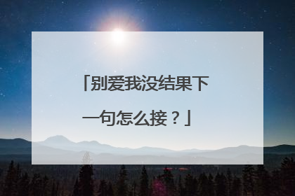 别爱我没结果下一句怎么接？