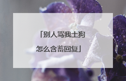 别人骂我土狗怎么含蓄回复