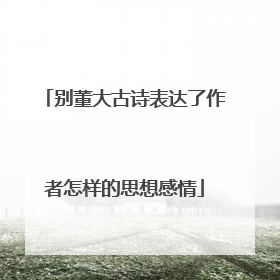 别董大古诗表达了作者怎样的思想感情