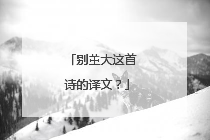 别董大这首诗的译文？