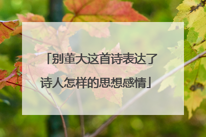 别董大这首诗表达了诗人怎样的思想感情