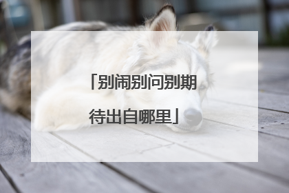 别闹别问别期待出自哪里