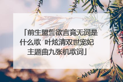 前生盟誓欲言竟无词是什么歌 叶炫清双世宠妃主题曲九张机歌词