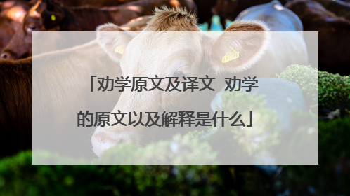 劝学原文及译文 劝学的原文以及解释是什么