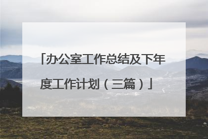 办公室工作总结及下年度工作计划（三篇）