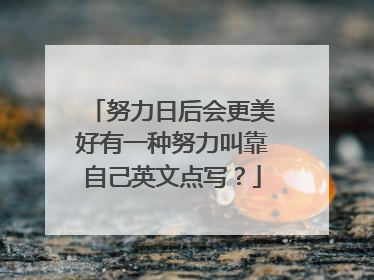 努力日后会更美好有一种努力叫靠自己英文点写？