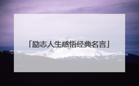 励志人生感悟经典名言