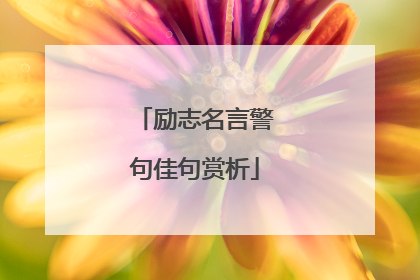 励志名言警句佳句赏析