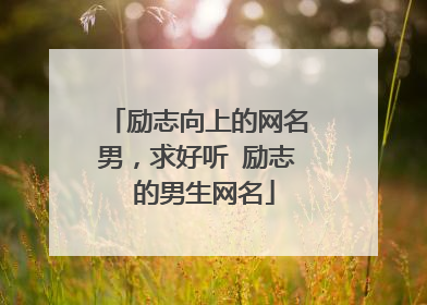 励志向上的网名男，求好听 励志 的男生网名