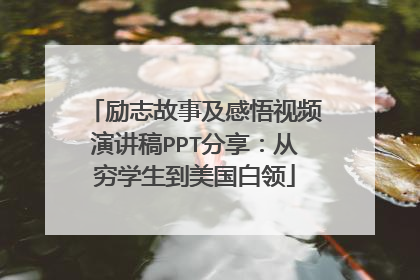励志故事及感悟视频演讲稿PPT分享：从穷学生到美国白领