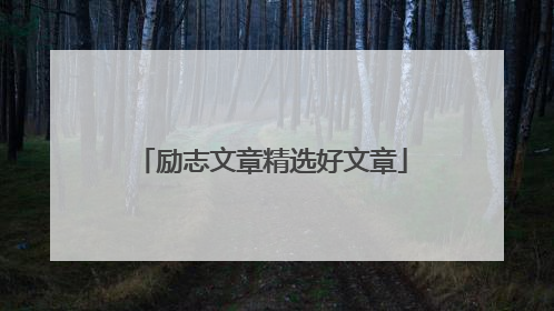 励志文章精选好文章