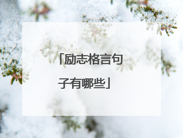 励志格言句子有哪些