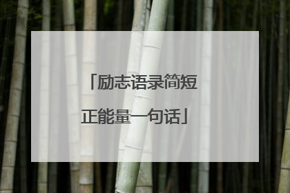 励志语录简短正能量一句话