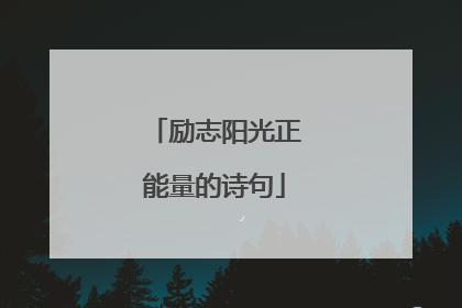 励志阳光正能量的诗句