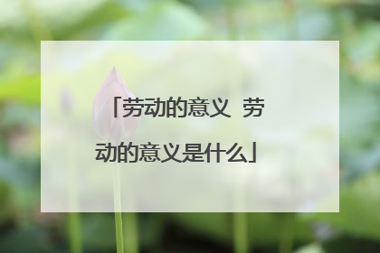 劳动的意义 劳动的意义是什么