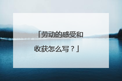 劳动的感受和收获怎么写?