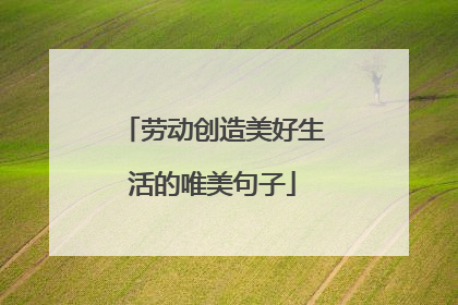 劳动创造美好生活的唯美句子