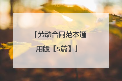 劳动合同范本通用版【5篇】