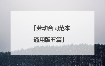 劳动合同范本通用版五篇