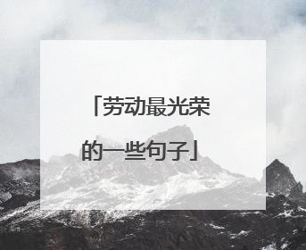 劳动最光荣的一些句子