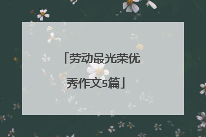 劳动最光荣优秀作文5篇