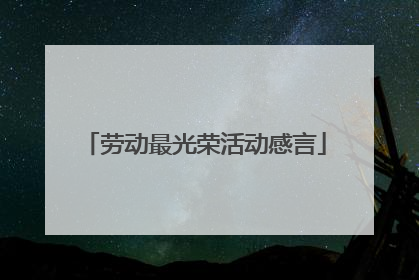 劳动最光荣活动感言