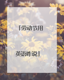 劳动节用英语咋说