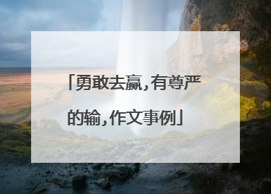 勇敢去赢,有尊严的输,作文事例