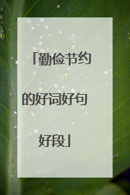 勤俭节约的好词好句好段