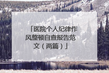 医院个人纪律作风整顿自查报告范文(两篇)
