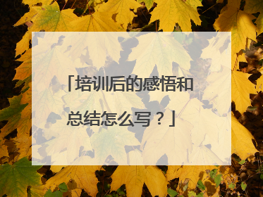 培训后的感悟和总结怎么写?