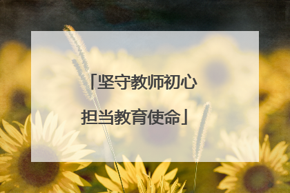 坚守教师初心担当教育使命