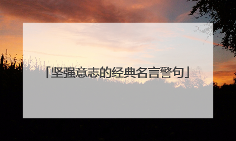 坚强意志的经典名言警句