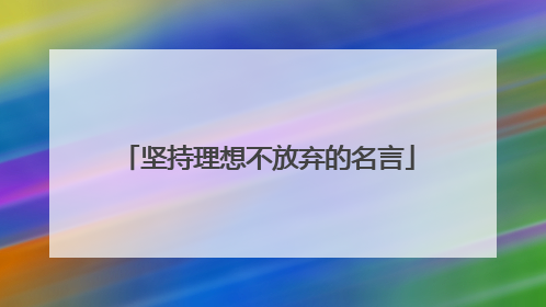 坚持理想不放弃的名言