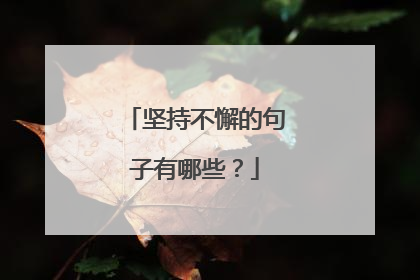 坚持不懈的句子有哪些?
