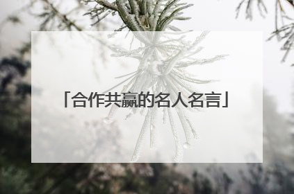 合作共赢的名人名言