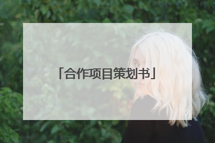 合作项目策划书