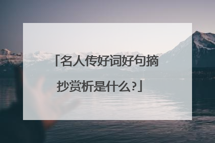 名人传好词好句摘抄赏析是什么?