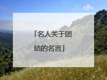 名人关于团结的名言