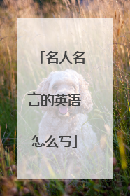 名人名言的英语怎么写
