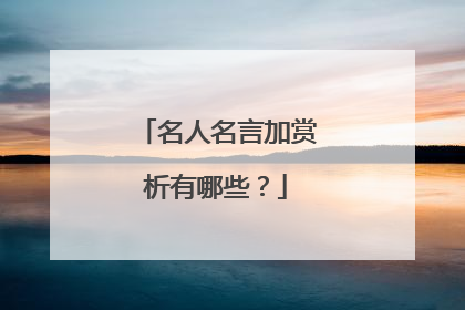 名人名言加赏析有哪些？