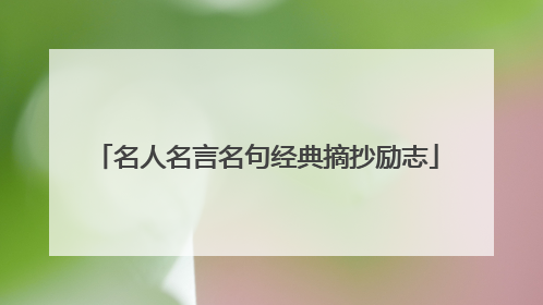 名人名言名句经典摘抄励志