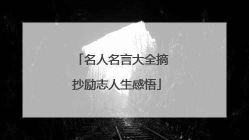 名人名言大全摘抄励志人生感悟