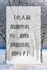 名人说的那些名句，很特别很出名的句子