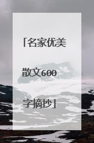 名家优美散文600字摘抄