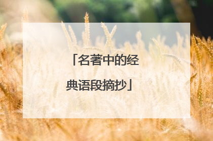 名著中的经典语段摘抄
