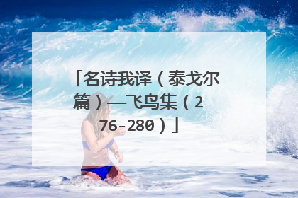 名诗我译（泰戈尔篇）——飞鸟集（276-280）