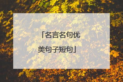 名言名句优美句子短句